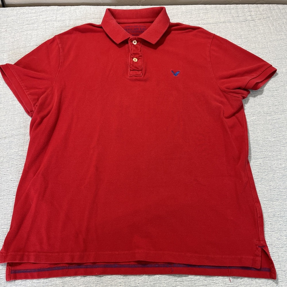 American Eagle Outfitter Shirt Men 2XL Red Cotton Short Sleeve Polo Logo